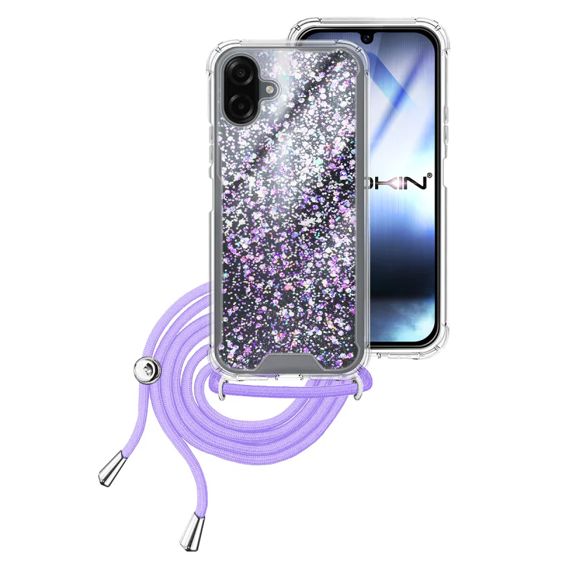 Capa Apokin para Samsung Galaxy A07 Gel Transparente com Cordão Lilás - Imagem 2