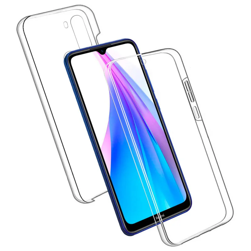 Capa Dupla Apokin em Silicone Frente e Traseira para Xiaomi Redmi Note 8T Transparente