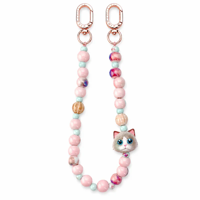 Cordão para Telemóvel Apokin Nimmy Amigos Charm de Contas Ragdoll Rosa