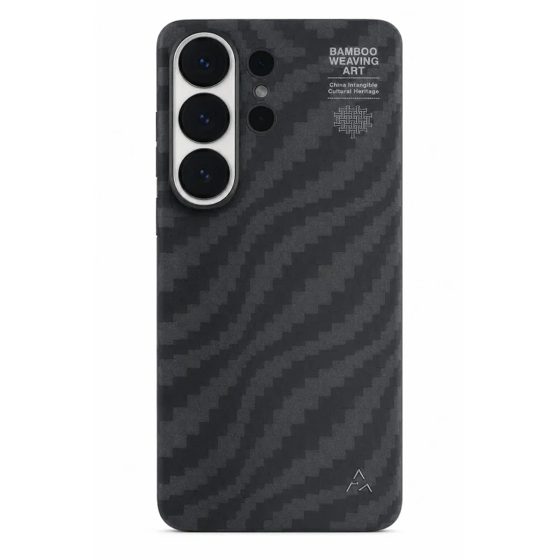 Capa Apokin Fiber com Design Tecido para Samsung Galaxy S26 Ultra Preto