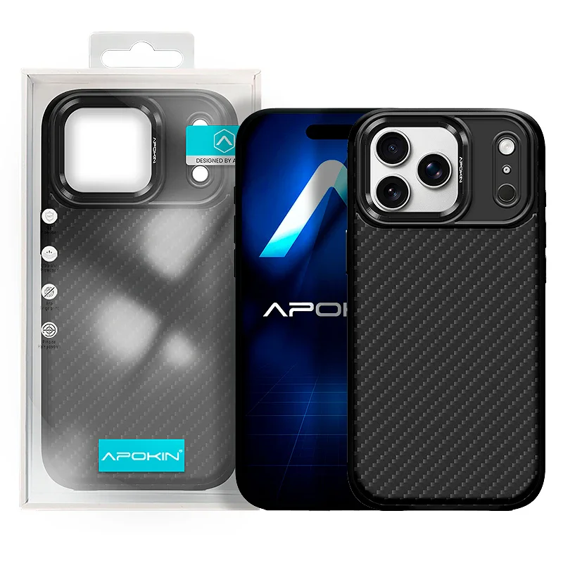 Capa Apokin para iPhone 17 Pro e iPhone 18 Pro Carbono Premium com MagSafe Preto
