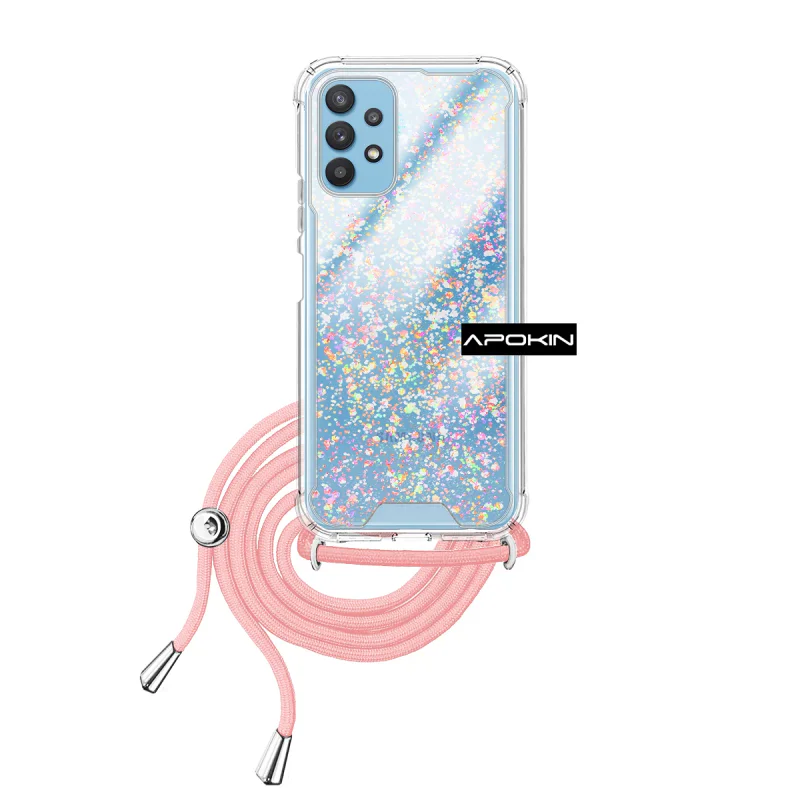 Capa de Gel Apokin para Samsung Galaxy A32 4G Transparente com Cordão Preto - Imagem 3