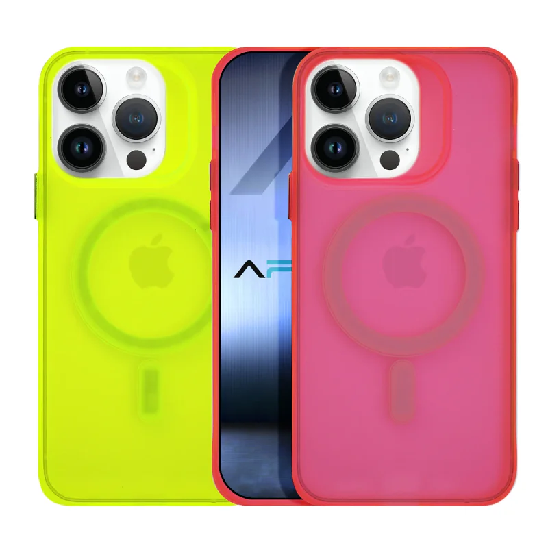 Capa Fluo com MagSafe Apokin para iPhone 14 Pro Fúcsia - Imagem 1