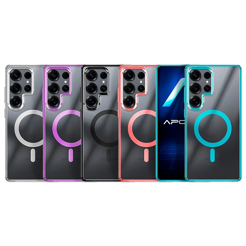 Capa Apokin Acrílica Premium Transparente com MagSafe para Samsung Galaxy S24 Ultra Variedade de cores