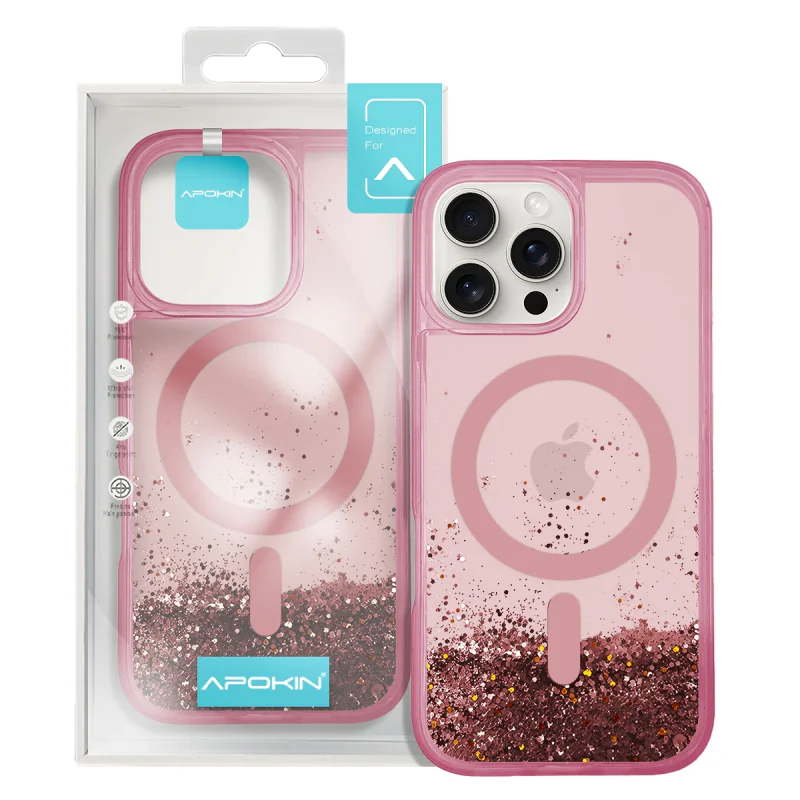 Capa Apokin com Purpurina e MagSafe para iPhone 15 Pro Max Prata - Imagem 6