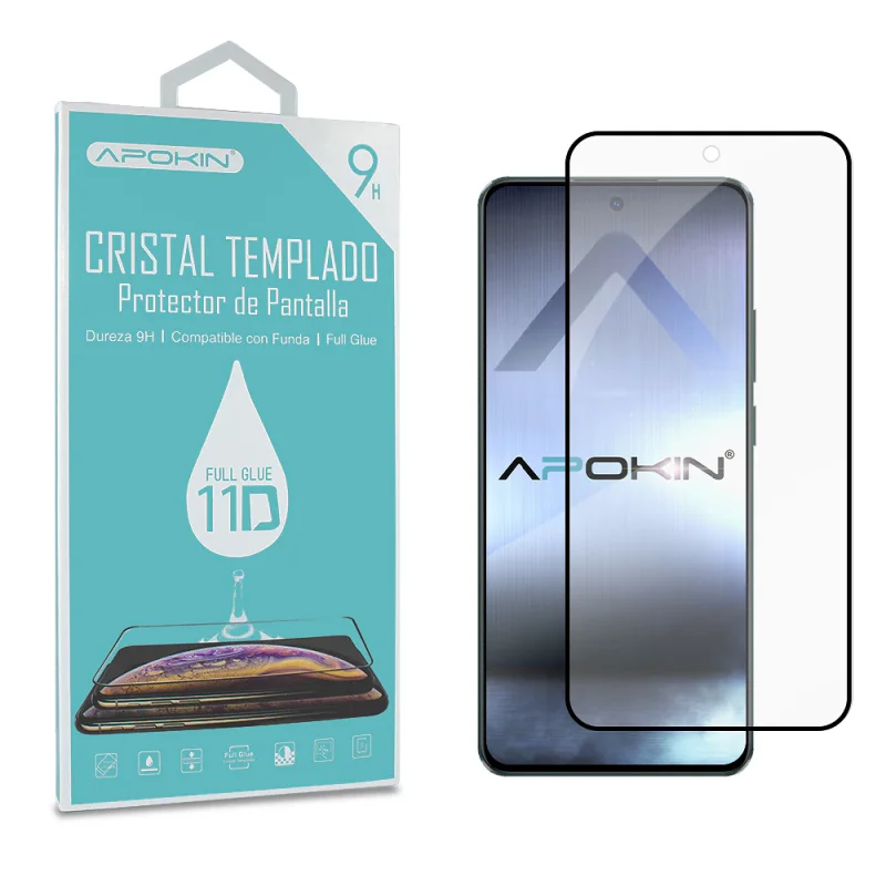 Película de Vidro Temperado Curvo Apokin 11D Full Glue para Oppo Reno 12 FS Preto - Imagem 2