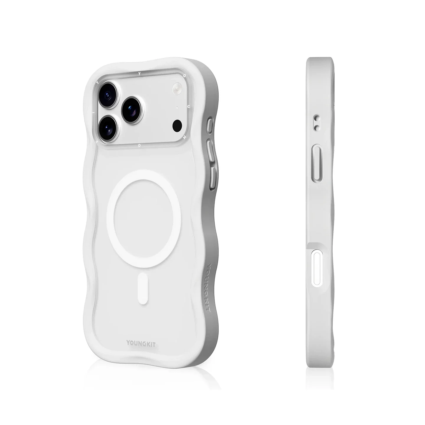 Capa Youngkit Big Wave MagSafe para iPhone 17 Pro Max 18 Pro Max Branca