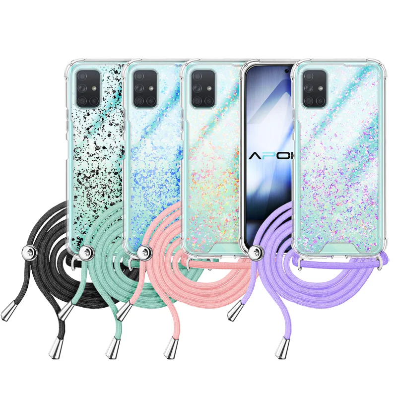 Capa Apokin para Samsung Galaxy A51 Gel Transparente com Cordão Variedade de cores - Imagem 1
