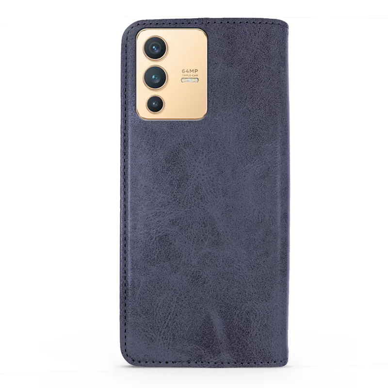 Capa Apokin para Vivo V23 em Couro com Porta-Cartões Azul - Imagem 6