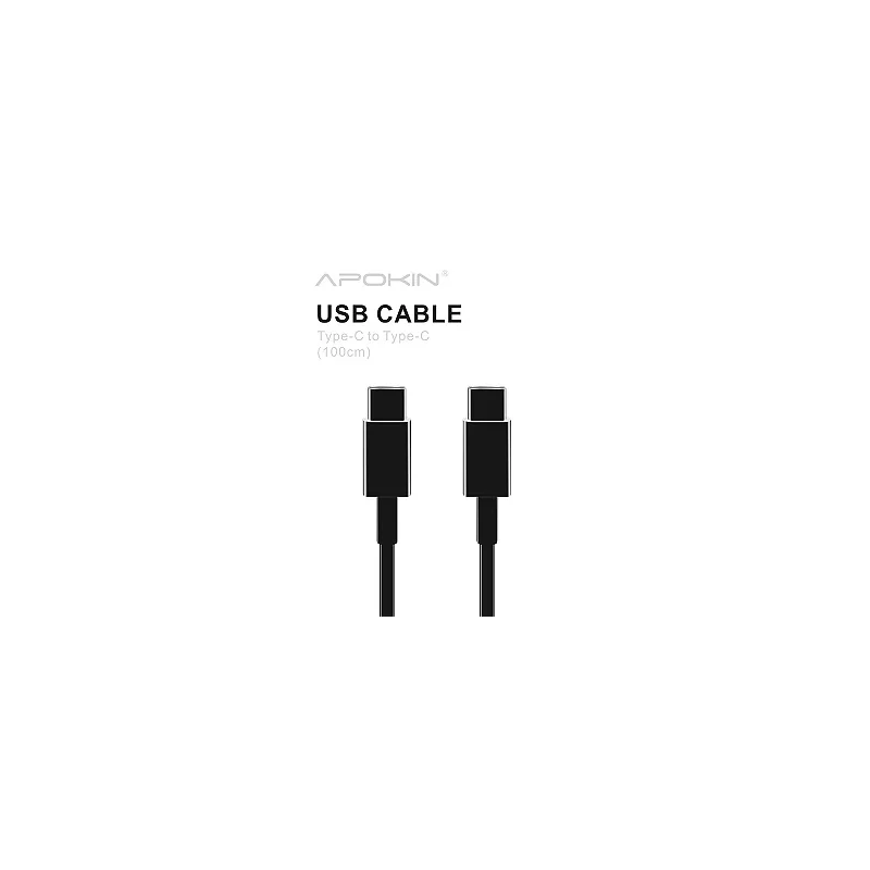 Pack 10 Cabos Apokin USB Type-C para USB Type-C 1 m Preto - Imagem 2