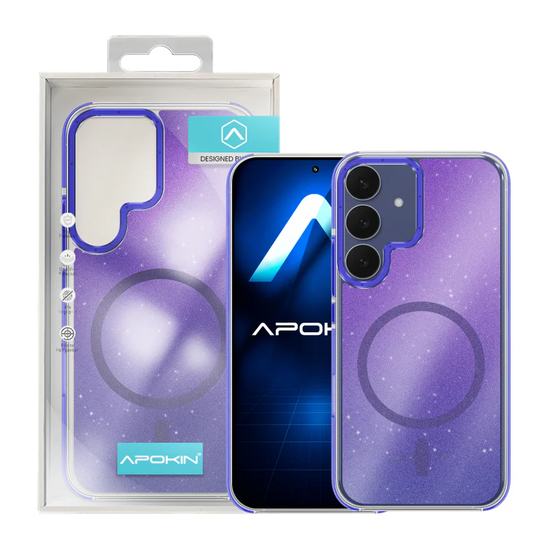 Capa Acrílica Apokin para Samsung Galaxy S25 Plus com Purpurina e MagSafe Prata - Imagem 4