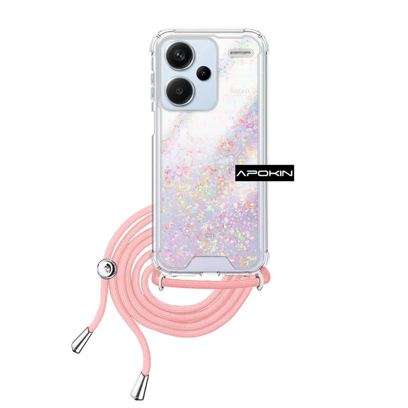 Capa Apokin AIR para Xiaomi Redmi Note 13 Pro Plus 5G Gel Transparente com Cordão Rosa - Imagem 3