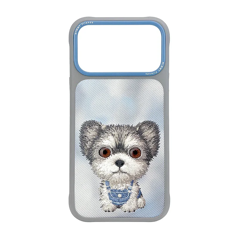 Capa Apokin Nimmy Série Bordada Olhos Grandes 2.0 para iPhone 17 Pro / 18 Pro Cão Cinzento - Imagem 1