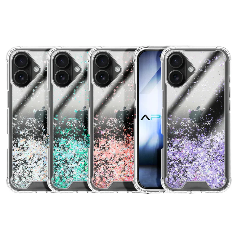 Capa Gel Transparente com Glitter Apokin para iPhone 17 Variedade de cores