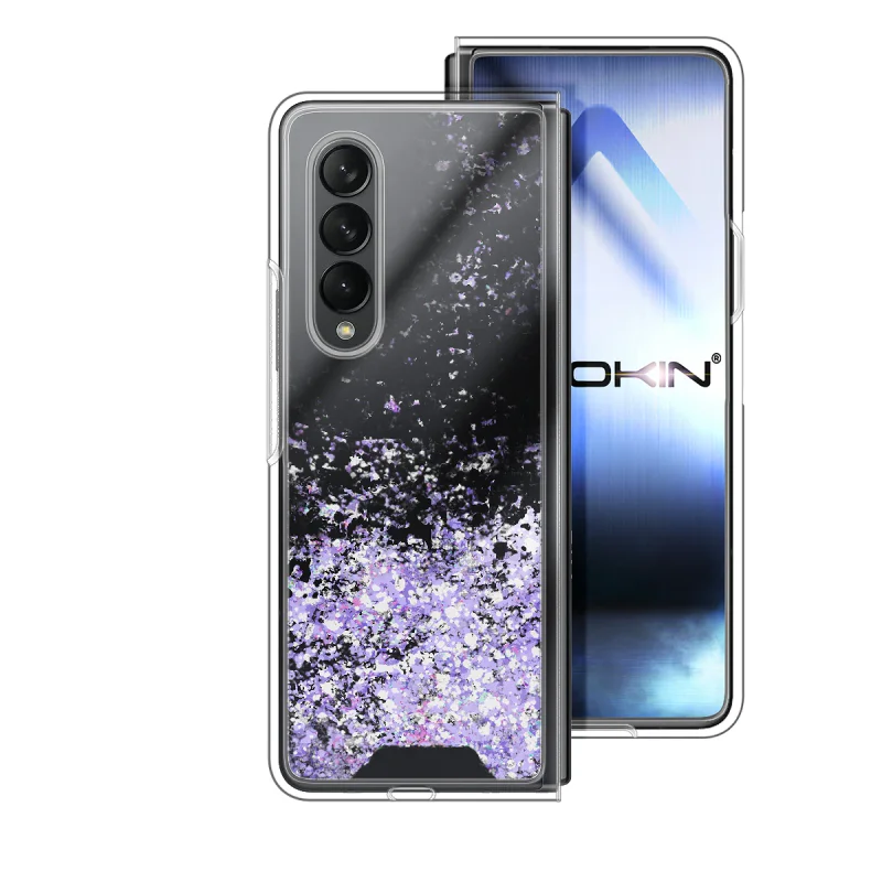 Capa Apokin Samsung Galaxy Z Fold 3 Gel Transparente com Purpurina Azul - Imagem 2