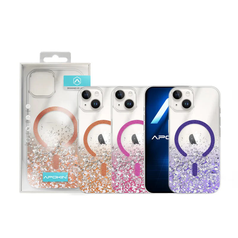 Capa Apokin para iPhone 14 com Brilho e MagSafe Variedade de cores - Imagem 1