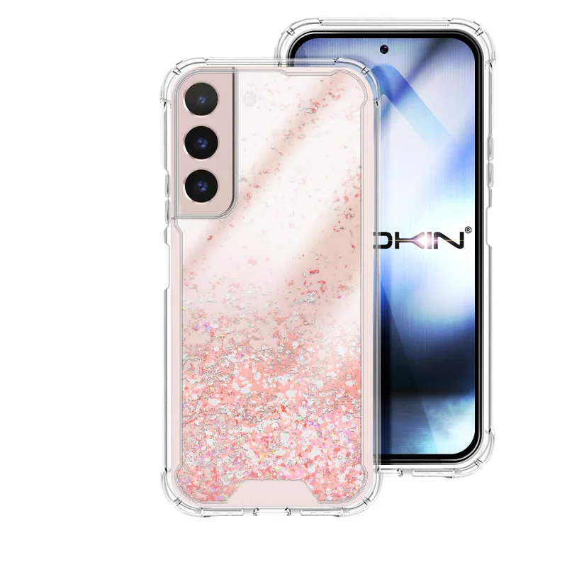 Capa Apokin para Samsung Galaxy S22 Gel Transparente com Glitter Azul turquesa - Imagem 3