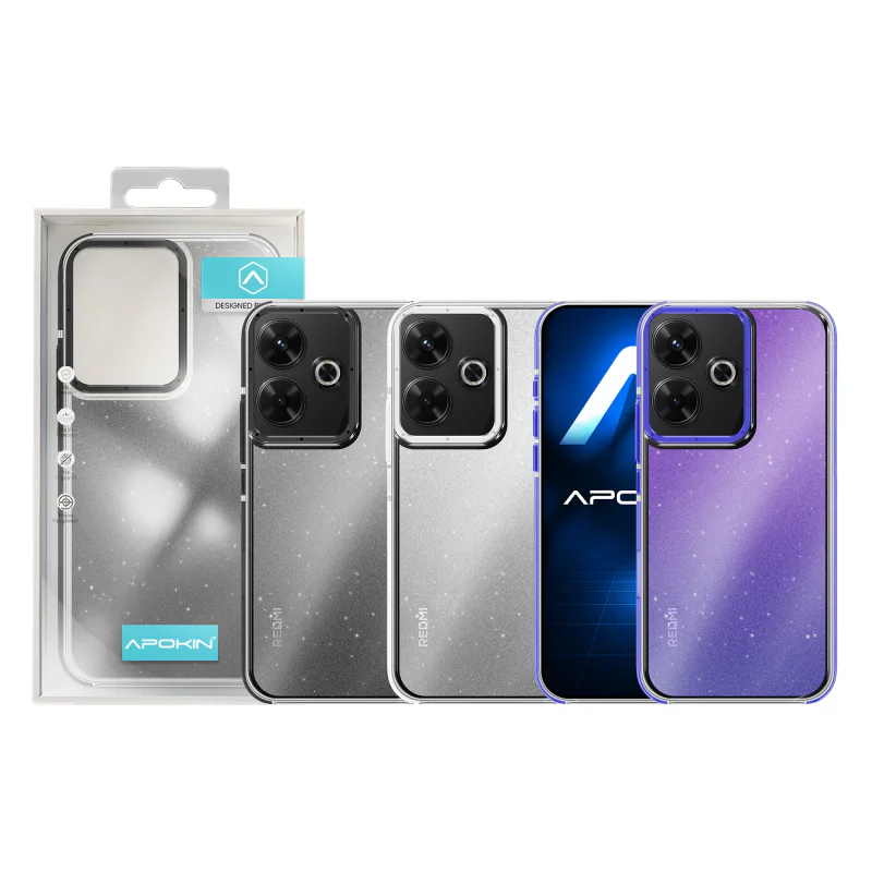 Capa Apokin para Xiaomi Redmi 13 Acrílica Rígida com Purpurina Preto