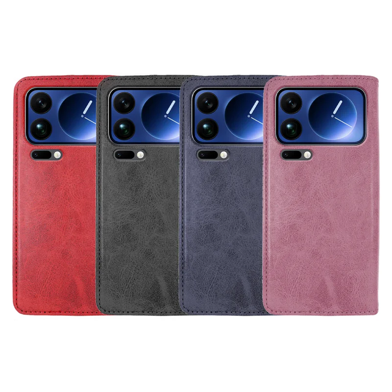 Capa com Tampa e Porta-Cartões Apokin para Xiaomi Mi 17 Pro Max em Pele Sintética Preto