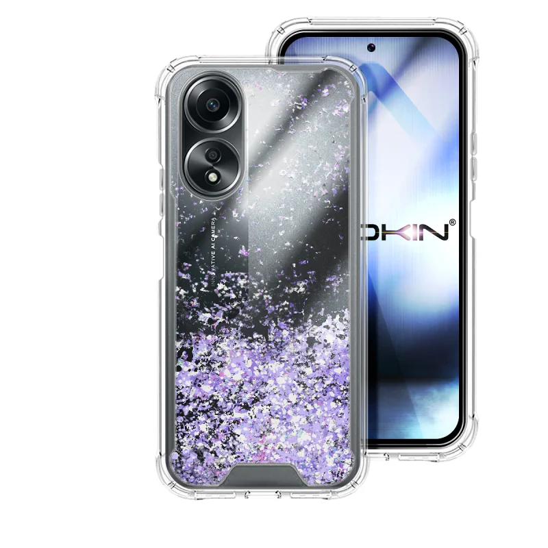 Capa Apokin para Oppo A58 4G Gel Transparente com Purpurina Azul turquesa - Imagem 2