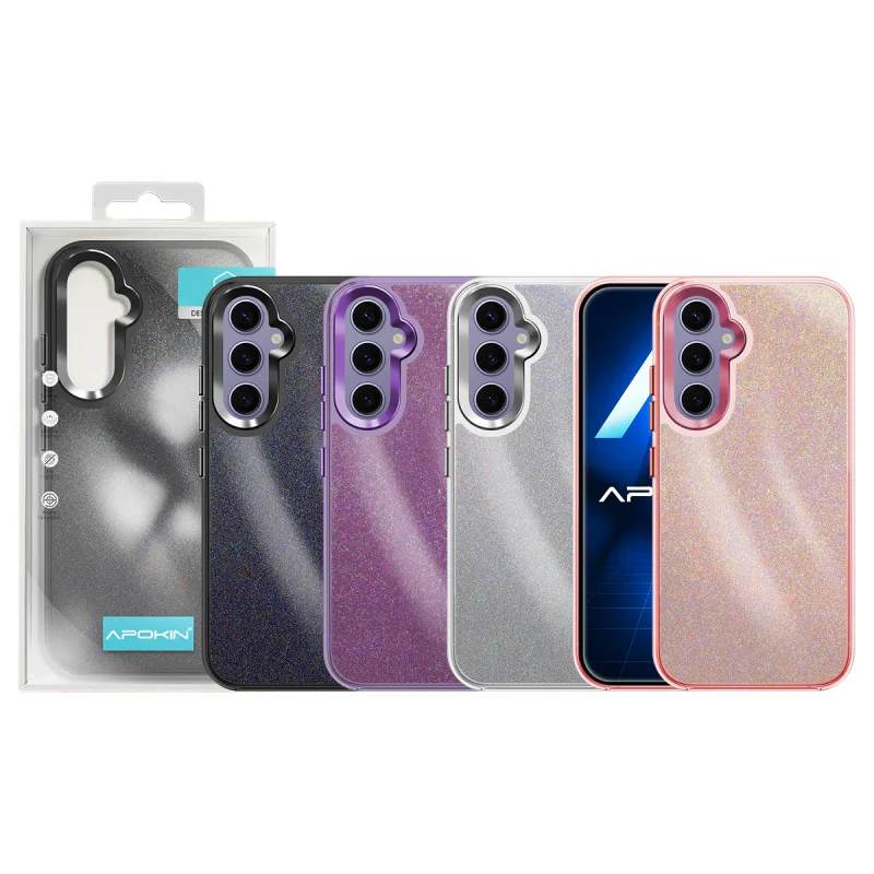 Capa Acrílica Apokin para Samsung Galaxy S24 Plus com Purpurina Prata