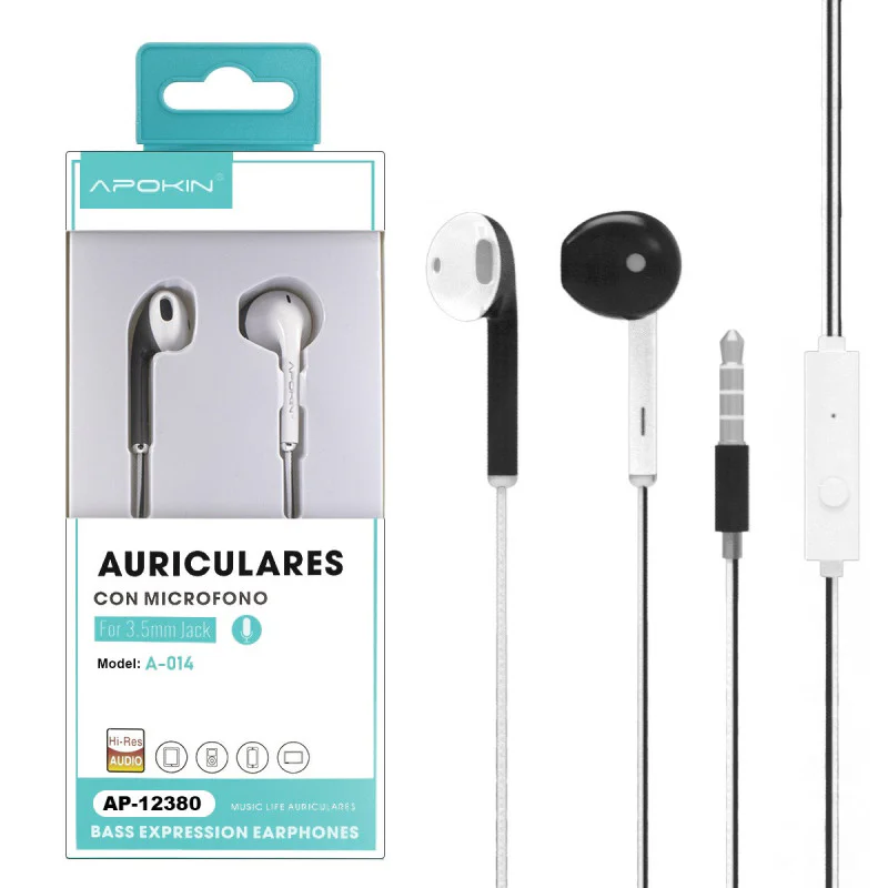 Auscultadores com Microfone Apokin A014 Branco - Imagem 3