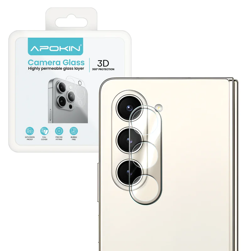 Protetor de Câmara Apokin para Samsung Galaxy Z Fold5 em Vidro Temperado Transparente - Imagem 1