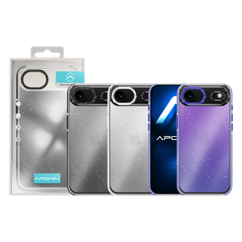 Capa Apokin para iPhone 17 Air Acrílica com Purpurina Preto