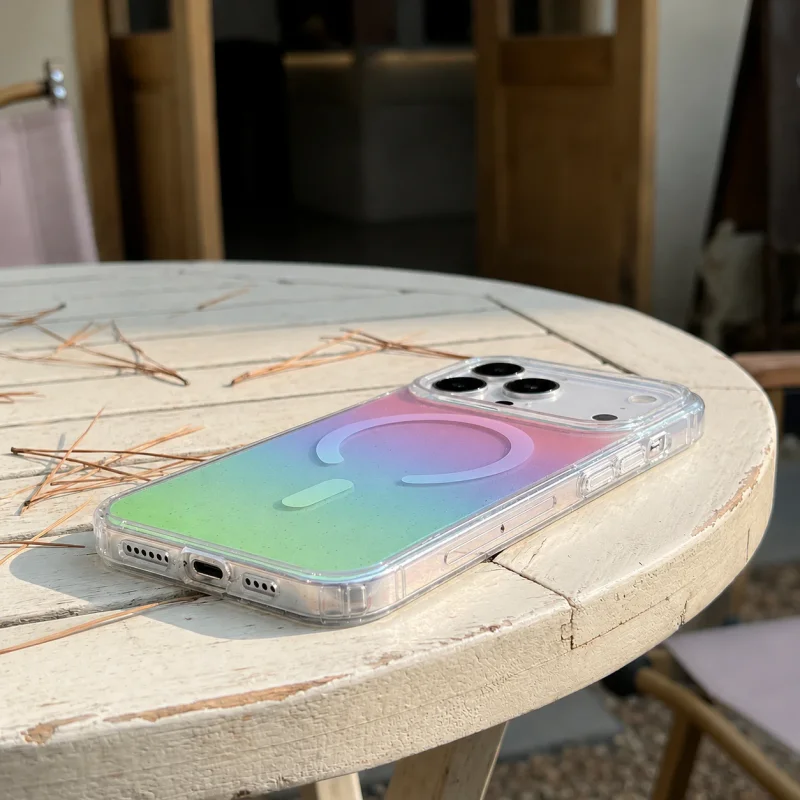 Capa Apokin para iPhone 17 Pro e 18 Pro com MagSafe Degradé e Glitter Multicolor - Imagem 5