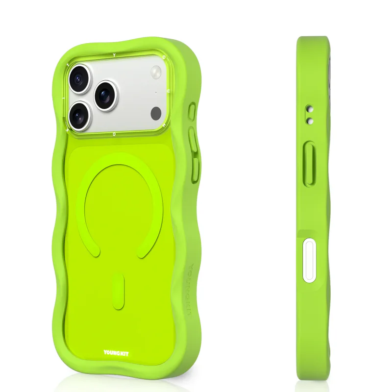 Capa Apokin Youngkit para iPhone 17 Pro / 18 Pro Big Wave Magnética Multicolor Verde néon - Imagem 2