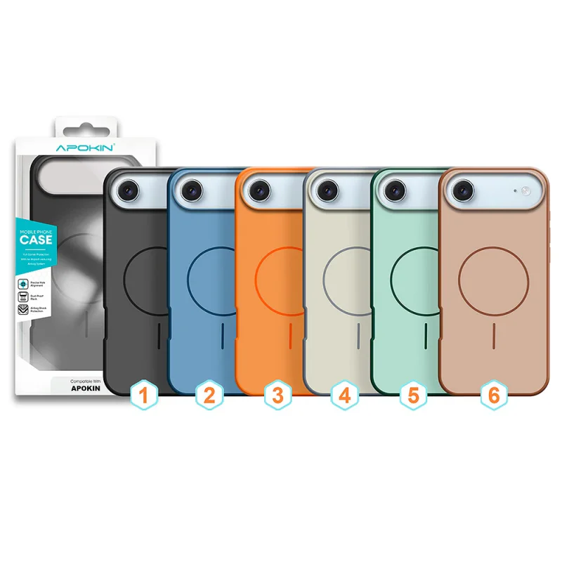 Capa de Silicone Bicolor com MagSafe Apokin para iPhone 17 Air Variedade de cores