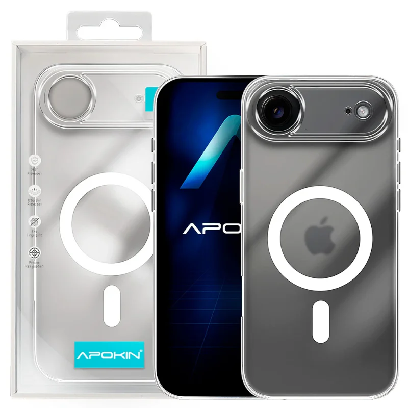 Capa Apokin para iPhone 17 Air Transparente Mate com MagSafe Transparente