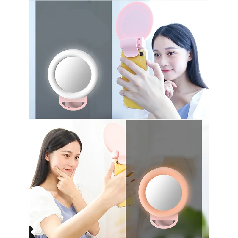 Anel de Luz Apokin Mini Ring Light RGB com Espelho Portátil Recarregável Multicolor - Imagem 4