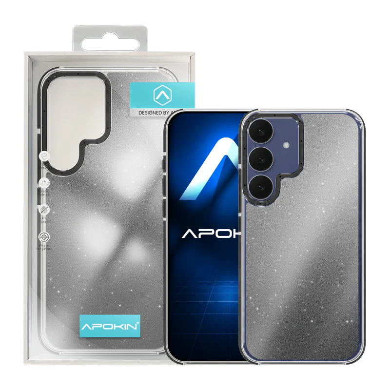 Capa Apokin para Samsung Galaxy S24 Plus e S25 Plus com Glitter Rígida Prata - Imagem 2