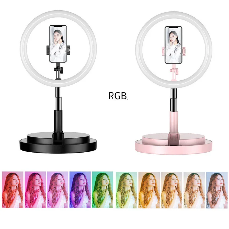 Ring Light Apokin LED RGB 26 cm com Suporte Ajustável até 168 cm Rosa - Imagem 4