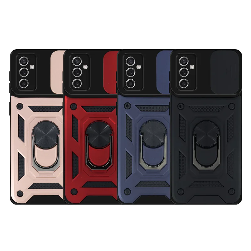 Capa com Anel e Proteção Deslizante da Câmara Samsung Galaxy M52 Preta Azul - Imagem 1