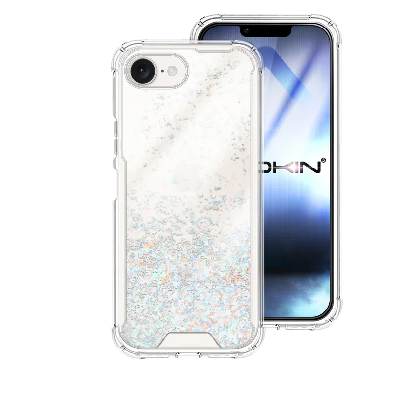 Capa Apokin para iPhone 16e / 17e Gel Transparente com Purpurina Rosa - Imagem 5