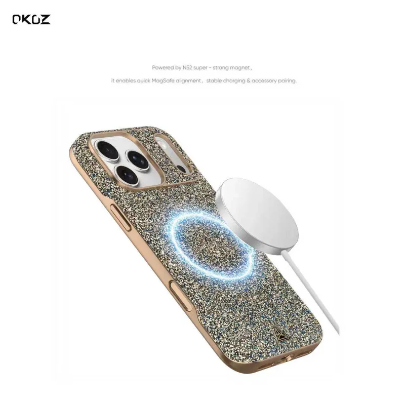 Capa Apokin OKOZ Twinkle MagCase com MagSafe para iPhone 17 Pro Max Rosa - Imagem 4