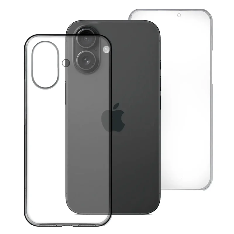 Capa 360 Apokin para iPhone 16 Plus em Silicone Transparente Frontal e Traseira