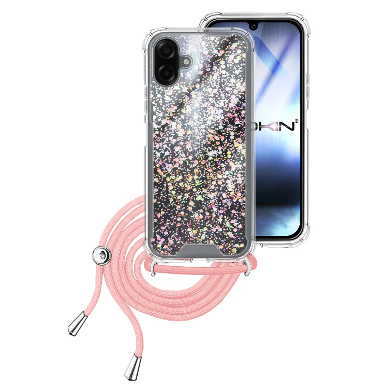 Capa Apokin para Samsung Galaxy A07 Gel Transparente com Cordão Lilás - Imagem 3