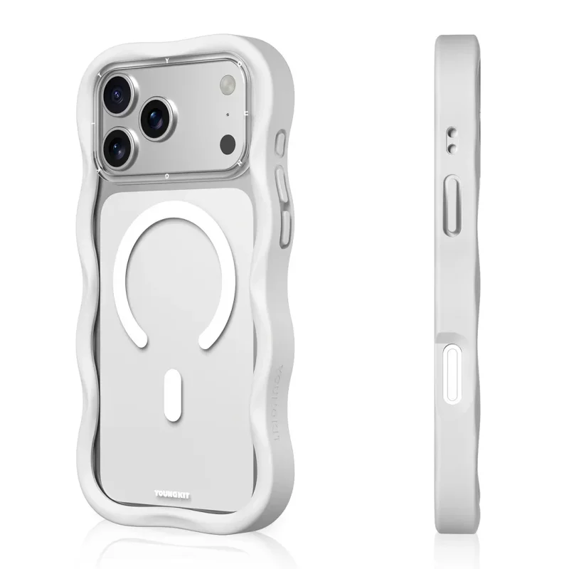Capa Apokin Youngkit Onda Grande Magnética para iPhone 17 Pro e 18 Pro Branco - Imagem 2