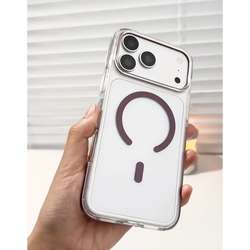 Capa Magnética NJOYNY M02 com Moldura Reforçada para iPhone 18 Pro Max Bordeaux - Imagem 2