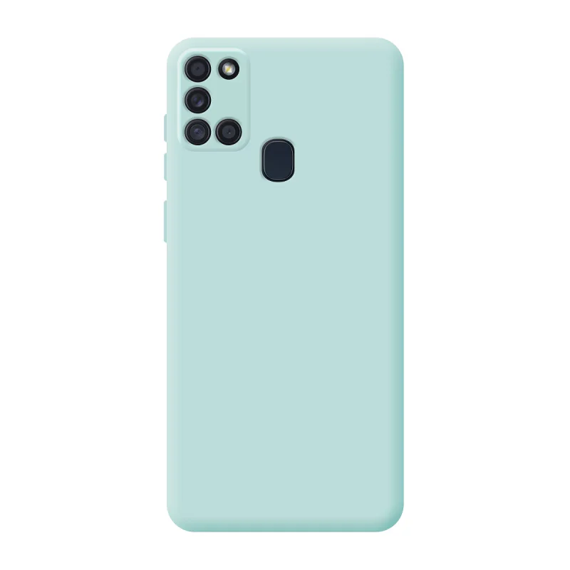 Capa Apokin para Samsung Galaxy A21s em Silicone Suave com Proteção de Câmara 3D Azul Turquesa - Imagem 3