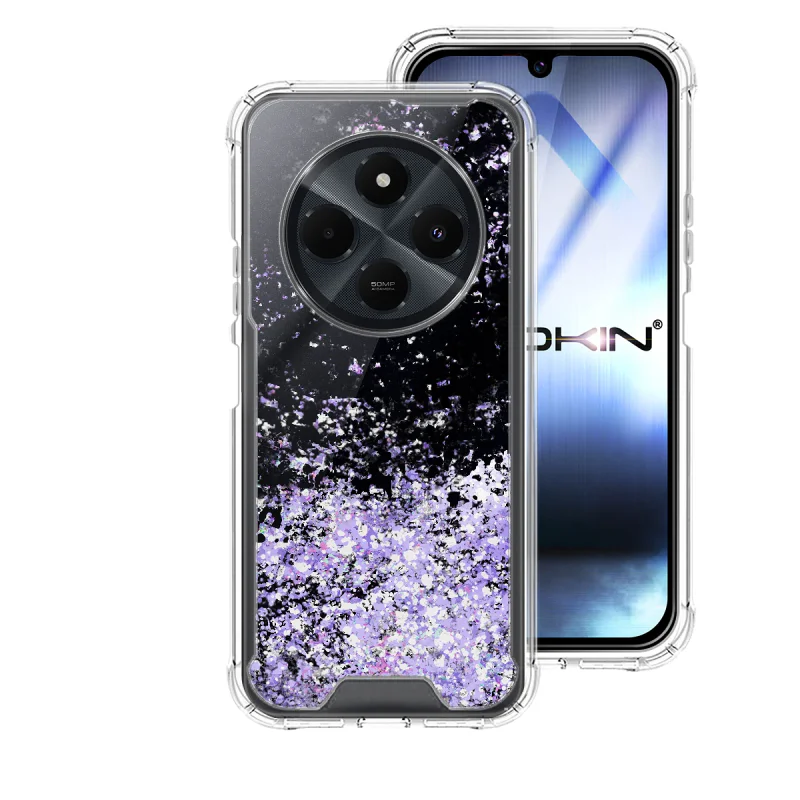 Capa Apokin para Xiaomi Redmi 14C em Gel Transparente com Purpurina Rosa - Imagem 2
