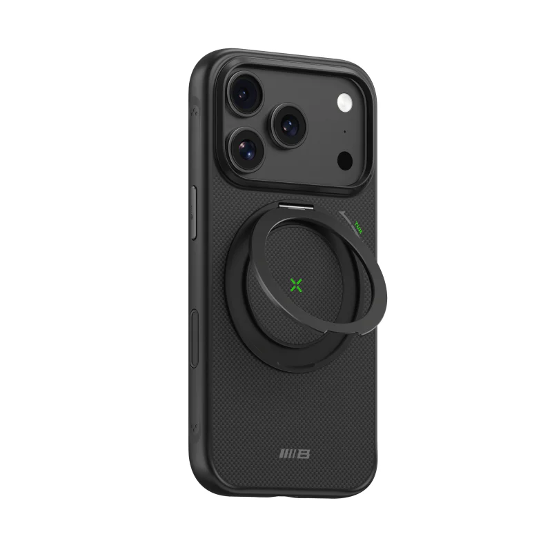 Capa Apokin Armor em Fibra de Aramida com Anel Magnético e Suporte para iPhone 17 Pro e 18 Pro Preto - Imagem 6