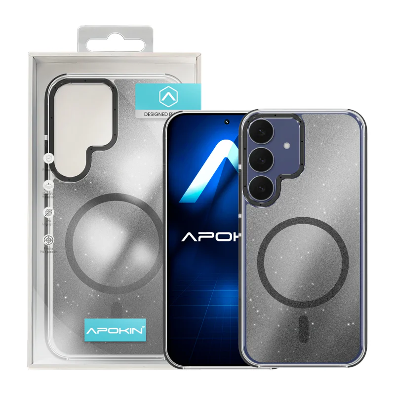 Capa Acrílica Apokin para Samsung Galaxy S25 Plus com Purpurina e MagSafe Prata - Imagem 2