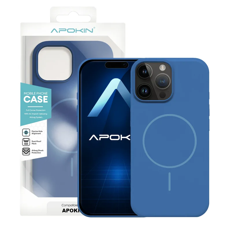Capa Apokin para iPhone 14 Pro Max Silicone Premium com MagSafe Turquesa - Imagem 3