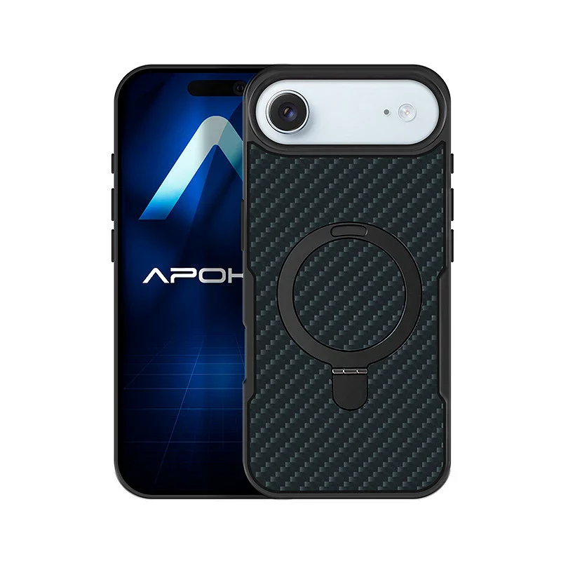 Capa Apokin para iPhone 17 Air com Textura de Carbono e Suporte de Anel - Imagem 2