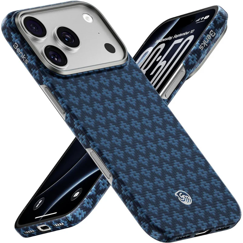 Capa Benks ArmorGrid Air C1 em Kevlar para iPhone 17 Pro Max e 18 Pro Max Azul - Imagem 2