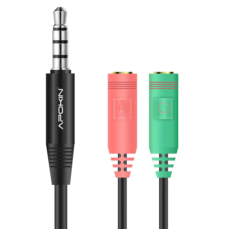 Cabo Divisor de Áudio Apokin Jack 3,5 mm Macho para 2x Jack 3,5 mm Fêmea 19 cm - Imagem 2